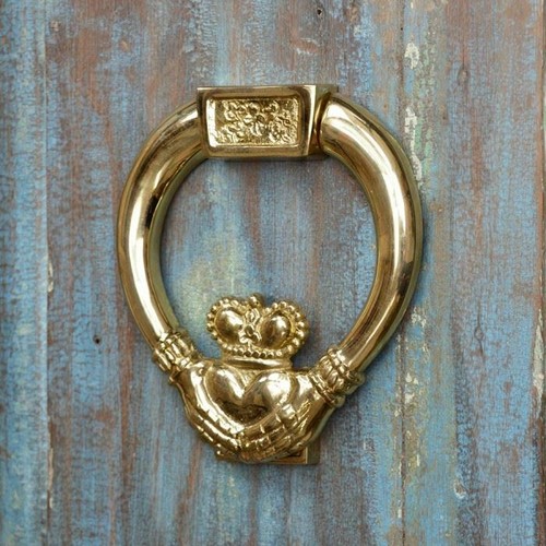 Polished brass claddagh door - brass,