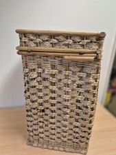 Vintage Rattan Wicker Corner Laundry  Basket  Bathroom