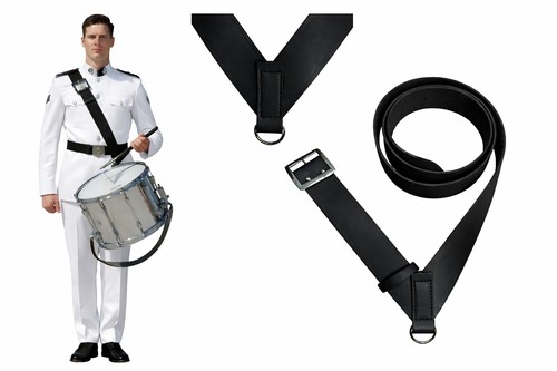 Premium black leather marching - black,