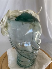 Vintage Cream Feathered Cocktail Fascinator Hat Sturdy Velvet Covered Frame