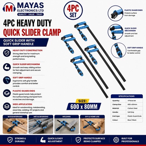 4pc clamp set size - 4pc, f-clamp