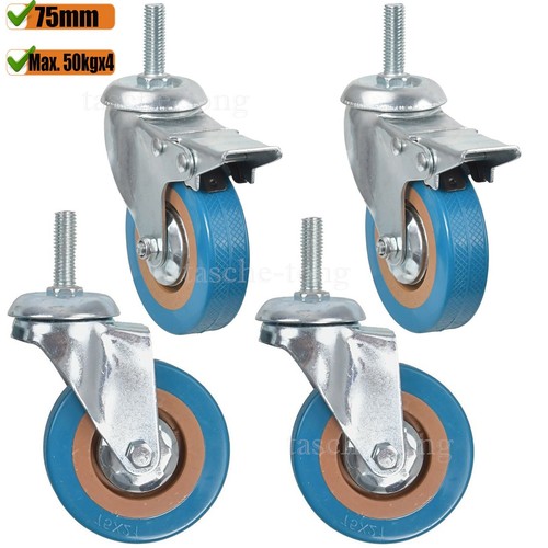 4pcs heavy duty - 75mm, rubber