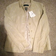 NWT Banana Republic Large Beige Jacket Lamb Leather Collared 