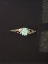 Lightning Ridge Crystal Blue/green Opal Doublet Adjustable Size Ring