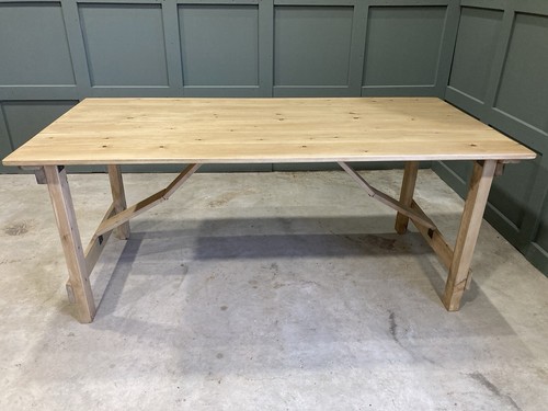 Folding wooden trestle table - folding,