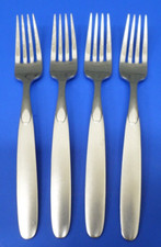 4 - Oneida PARADOX Frosted w/ Glossy Stainless USA Flatware 7 5/8" DINNER FORKS