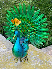 Vibrant Light-Up Peacock Bird Decorative Garden Ornament Decor with Solar Panel