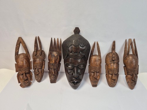 African wooden tribal masks - wooden,