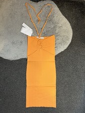 bershka orange ribbed textured