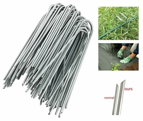 Shaped garden tent pegs - u,