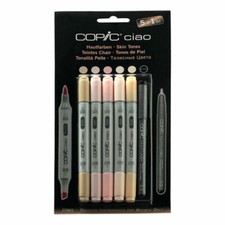 Copic Ciao Marker Skin Tones Set of 5 + 1 (Pack of 5 + Multiliner Pen)