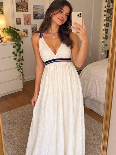 Zara trf white neck - white, v-neck