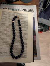 Lapis lazuli gemstone necklace, 42 cm, gold clasp 585