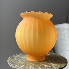 Antique Vintage Amber Satin Glass Lamp Light Shade 2 1/4" Fitter Victorian NOS