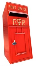 Post box red with lock - with, wall
