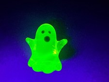 Uranium Glass Ghost Figurine in Vaseline Super Glow Halloween Spooky Lampwork