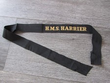H.M.S Harrier Royal Navy Naval Cap Band Tally