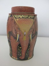 WILLIAMSON ELEPHANT TEA CADDY TIN : GINGER GROVE (TAN COLOUR) - EMPTY