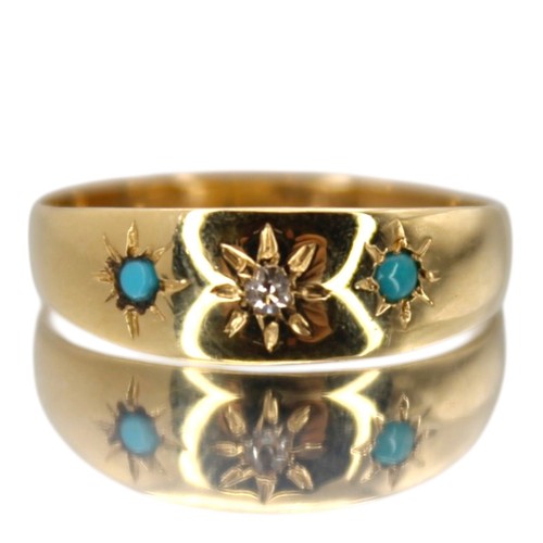 Gold turquoise diamond ring - turquoise,
