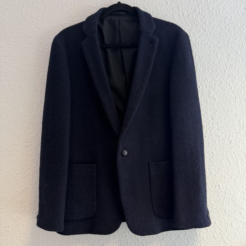 Navy blue wool jacket - navy,