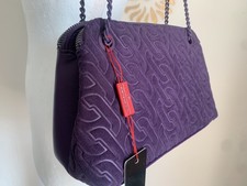  PIERRE CARDIN purple suede multi-way crossbody bag handbag evening smart 