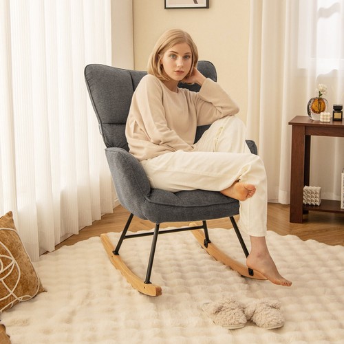 Linen rocking accent chair - linen,