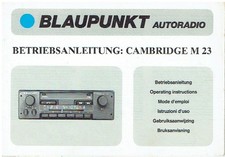 BLAUPUNKT CAMBRIDGE M23 CAR RADIO CASSETTE PLAYER 1983 OPERATING INSTRUCTIONS