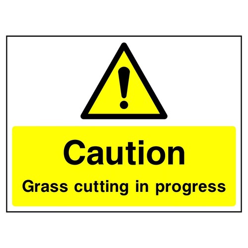 Caution grass cutting - caution,