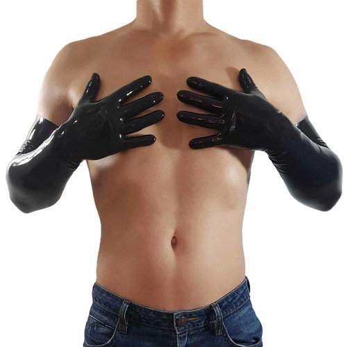 Long black latex rubber gloves - latex,