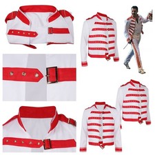 Freddie Mercury: The King of Queen Cosplay Costume Halloween Striped Jacket 