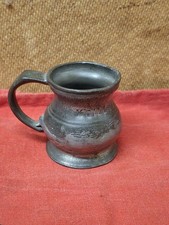 Vintage Pewter Quarter Gill Measure -  with numbers / verifications, repaired 