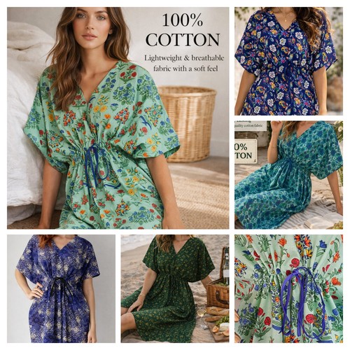 Indian hand made cotton kaftan - cotton,