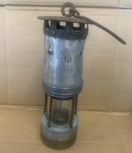 Antique miners lamp steel - miners,
