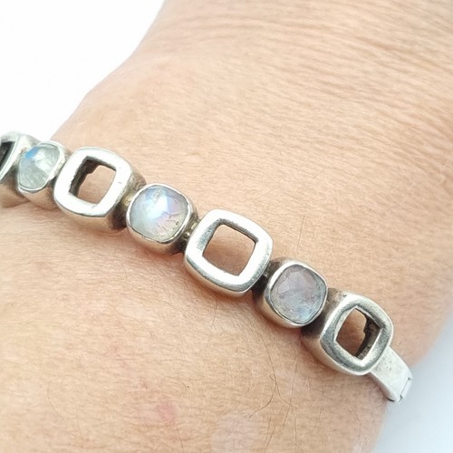 Silver moonstone bangle - silver,