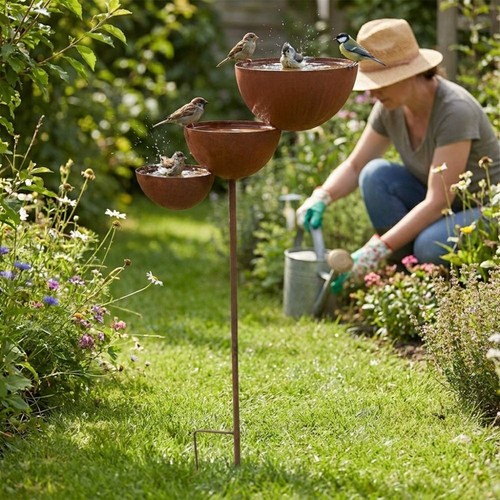 Tier metal bird - bird, bath