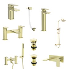 Sognare Brushed Brass Gold Bathroom Taps Single Lever Shower Tall Wall Mounted
