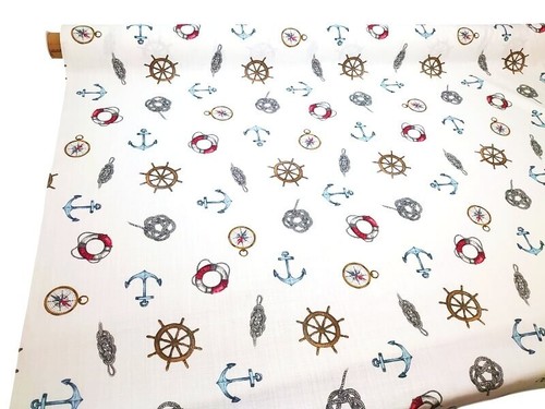 Nautical icons fabric - nautical, anchors