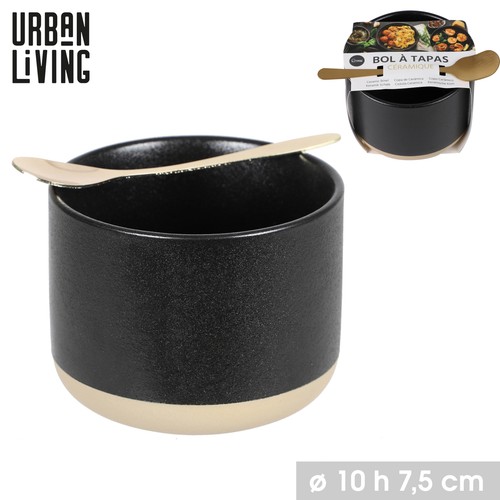 Tapas dish bowl gold spoon - gold,