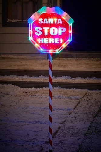 Santa stop here stake light - stop,