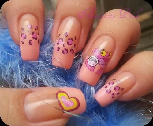 Set pink panther nail - x1,