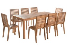 Garden Dining Set 8 Seater OMBRIANO Certified Acacia Wood Light Brown