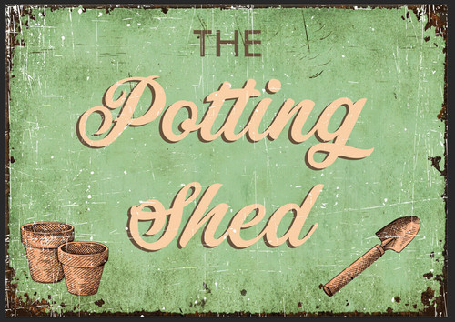 Retro potting shed metal sign - retro,
