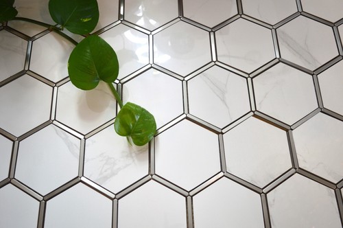Hexagonal gold white - gold, &