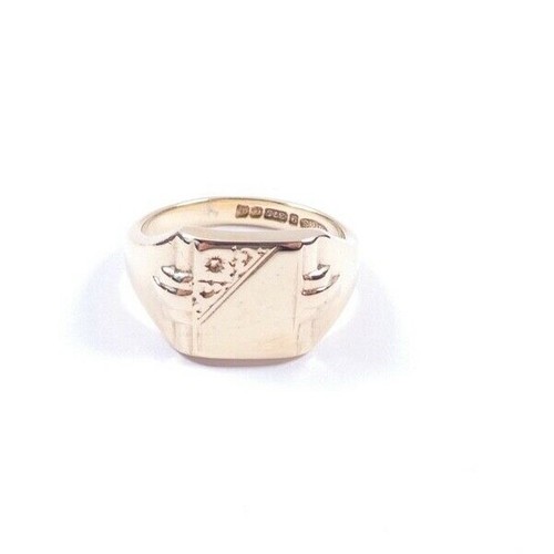 Gents yellow gold ring signet - gents,