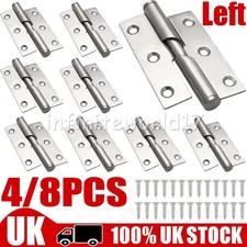 4/8PCS Rising Butt Lift Off Door Hinges Stainless Steel Left 3"