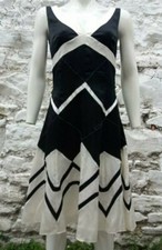 Black & White Silk Karen Millen Midi Dress