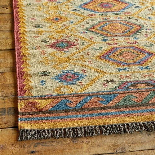 Wool jute kilim rug - jute,