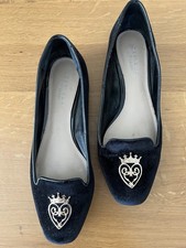 Black Suede Evening Shoes Size 6,CARVELA-KURT GEIGER with gold monogram