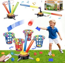3 in 1 Bean Bag & Ring Toss Game, Musical Spinning LED Jumping + Remote Control