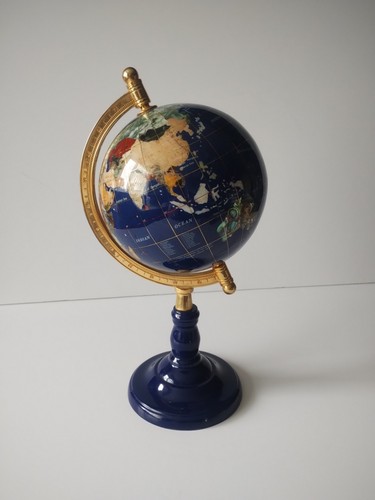 Blue lapis glass world globe - glass,